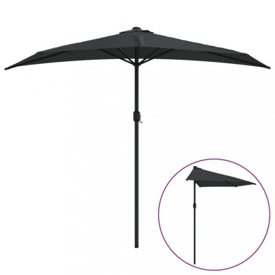 Umbrela de balcon tija aluminiu negru 270x144x222cm semicerc foto