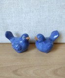Lot de 2 figurine ceramică, păsări albastre