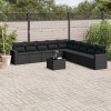 Gossi set canapele de gradina cu perne, 10 piese, negru, poliratan