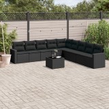Gossi set canapele de gradina cu perne, 10 piese, negru, poliratan