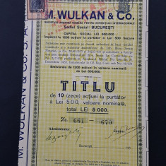 Actiune 1934 Wulcan , titlu 10 actiuni la purtator , Vulcan