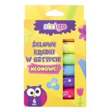 Creioane tip baton gel stick pentru copii,6 culori x 10 grame, neon,+2 ani, Strigo