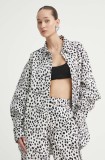Moschino Jeans geacă din denim femei, culoarea alb, de tranziție, oversized
