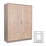 Dulap Miami 160x205 cm stejar Sonoma-stejar York cu 11 rafturi si 2 sertare pentru dormitor