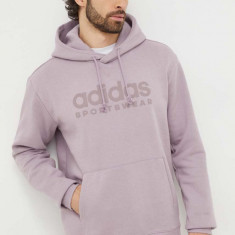 adidas bluză bărbați, culoarea violet, cu glugă, cu imprimeu IW1204