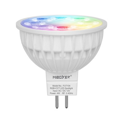Bec LED Miboxer Mi-Light MR16 4W 12V AC DC 400lm 100lm W RGB+CCT LED Spotlight 2700-6500K, 16 milioane de culori, intensitatea luminii ajustabila, con foto
