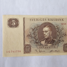 Suedia 5 Kronor 1956 noua