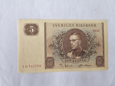 Suedia 5 Kronor 1956 noua foto