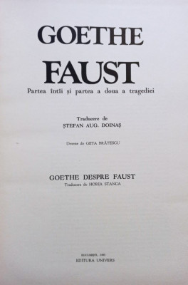 Goethe - Faust (editia 1983) foto