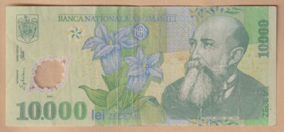 (2) BANCNOTA ROMANIA - 10.000 LEI 2000 (2002), PORTRET NICOLAE IORGA, SEMNATURA GHIZARI foto