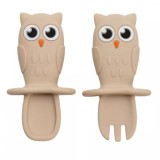 Set tacamuri din silicon Bufnita, 6 luni+, Bubble Beige, Appekids