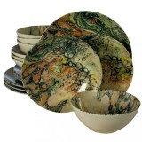 Set farfurii 16 piese, 4 persoane, Abstract Art, Multicolor