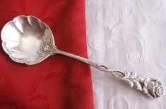 LINGURITA ARGINTATA PLACATA CU ARGINT DECOR CU TRANDAFIRI 16 CM