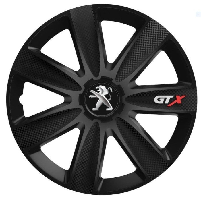 Set 4 Capace Roti GTX Carbon Negru R17, Pentru Peugeot