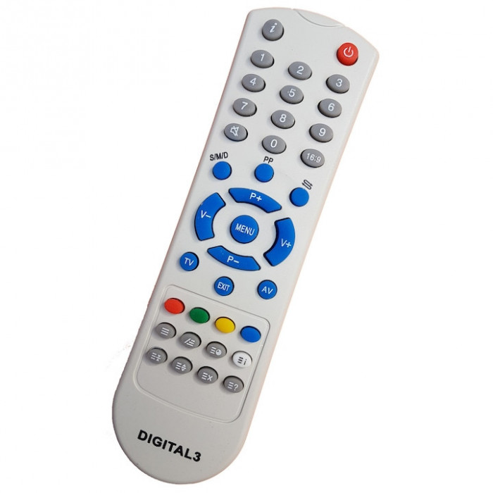 Telecomanda pentru TV Cinex Digital3, alba cu functiile telecomenzii originale