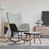 VidaXL Scaun balansoar cu taburet, gri deschis, catifea și PVC