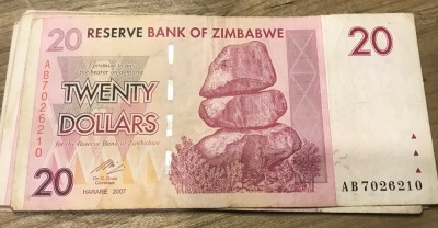 (ORIX) Zinbabwe 20 dolar dollars 2007 foto