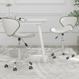 Scaune de bucătărie pivotante, 2 buc., alb, piele artificială