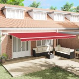 vidaXL Marchiză Manuală Retractabilă cu LED Roșie 600x300 cm