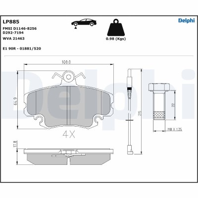 DELPHI LP885 set placute frana,frana disc foto