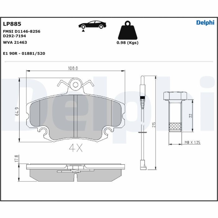 DELPHI LP885 set placute frana,frana disc
