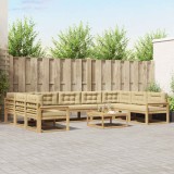 vidaXL Set de canapele de exterior cu pernă 10 pcs Alb și Bej 3387062