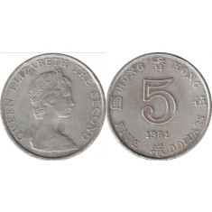 Hong Kong 1981 - 5 dollars, circulata