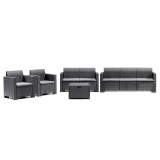 Set mobilier gradina Leziter Nero Big 7 locuri, design ratan, culoare grafit, rezistent intemperii, stil modern