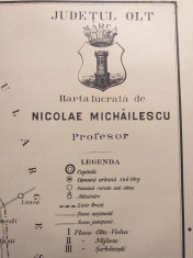 JUDETUL OLT // HARTA CROMOLITOGRAFIATA, 1904 foto