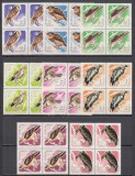 ROMANIA 1967 LP 643 PASARI DE PRADA BLOCURI DE 4 TIMBRE MNH