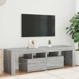 Comodă TV cu lumini LED, gri sonoma, 140x36,5x40 cm