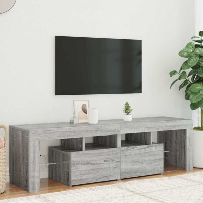 vidaXL Comodă TV cu lumini LED, gri sonoma, 140x36,5x40 cm foto