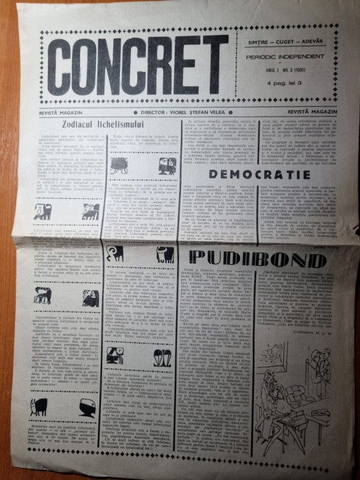 ziarul concret anul 1,nr.3 din 1990