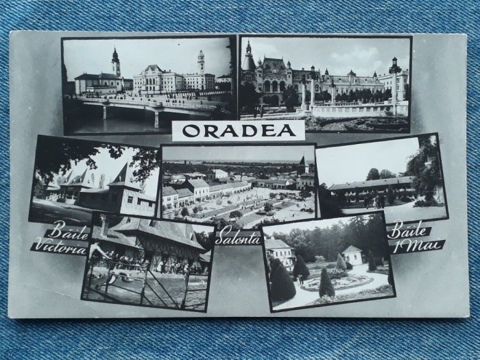 351 - Oradea , Baile Victoria, Salonta,1 Mai / carte postala circulata RPR 1962