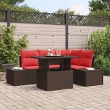 vidaXL Set de canapele pentru grădină 6 pcs Maro și roșu poliratan 3349180