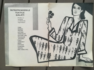 1969 Reclame Intreprinderea Textile GALATI 24 x 17 comunism 2 buc, moda, industr foto