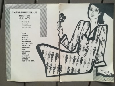 1969 Reclame Intreprinderea Textile GALATI 24 x 17 comunism 2 buc, moda, industr foto