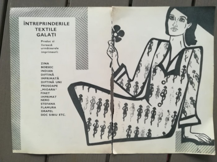 1969 Reclame Intreprinderea Textile GALATI 24 x 17 comunism 2 buc, moda, industr