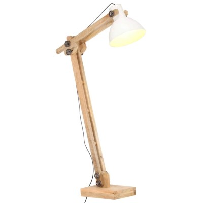Lampa de podea, alb, lemn masiv de mango, E27 foto