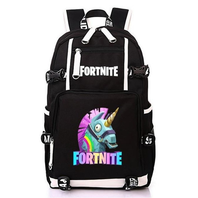 Ghiozdan Fortnite negru cu alb, imprimeu FORTNITE alb model 5 Ghiozdan Fortnite negru cu alb, imprimeu FORTNITE alb model 5