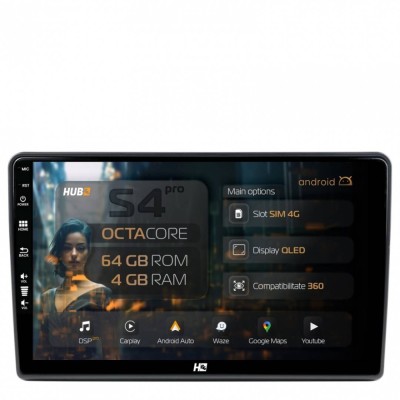 Navigatie Citroen Nemo Fiat Fiorino Peugeot Bipper (2007-2021) 4GB RAM Android 13 Octacore Slot Sim 4G DSP GPS Wi-FI Carplay Android Auto USB Bluetoot foto