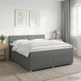 Cumpara ieftin Pat boxspring cu saltea Gri inchis 160 x 200 cm Tesatura