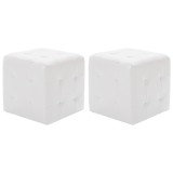 Cumpara ieftin Taburet, 2 buc., alb, 30x30x30 cm, piele ecologica