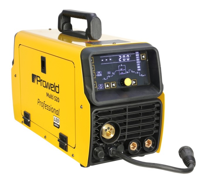 ProWELD Multi 520 Sudura si taiere Otel, Inox, Aluminiu, Fonta, 4 procese: MIG, TIG HF, MMA, plasma CUT, 200A ProAdvanced PowerfulTools