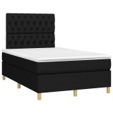 Cumpara ieftin Pat box spring cu saltea, negru, 120x190 cm, catifea