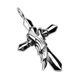 Pandantiv din oțel chirurgical - cruce cu aripă de &icirc;nger