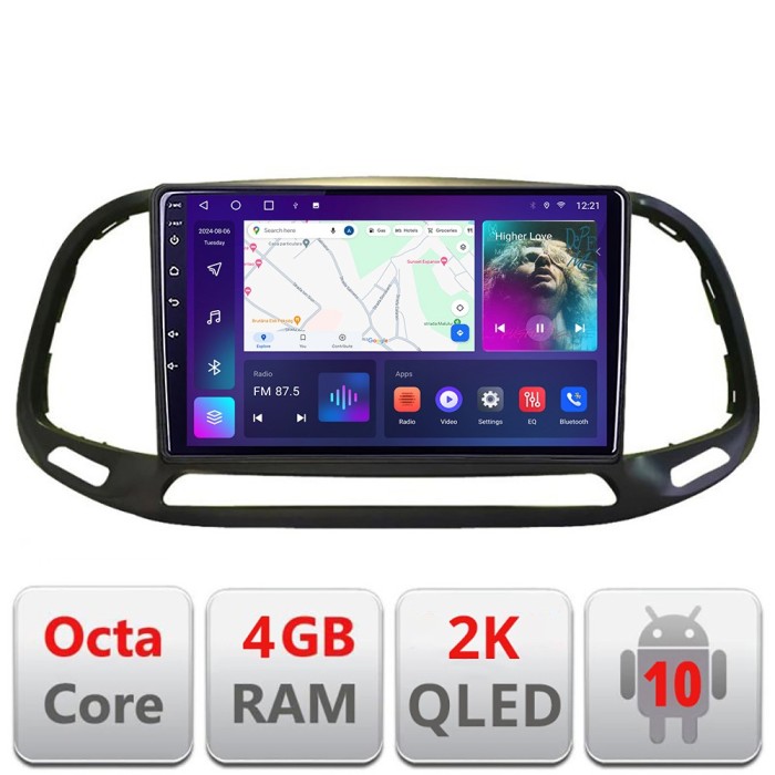 Navigatie Fiat Doblo 2015-2018 C-DOBLO15 Android Octa Core Ecran 2K QLED GPS 4G 4+32GB 360 KIT-DOBLO15+EDT-E409-2K CarStore Technology