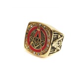 Inel masonic auriu cu simbol Echer si Compas cu Litera G MM994