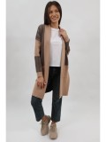Cumpara ieftin CARDIGAN LUNG TRICOTAT CU BUZUNARE FARA INCHIDERE ALBERICO TALIE UNICA Camel