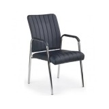 Scaun vizitator HM Vigor, Piele ecologica, Suport lombar, Sarcina max 120 kg, Negru
